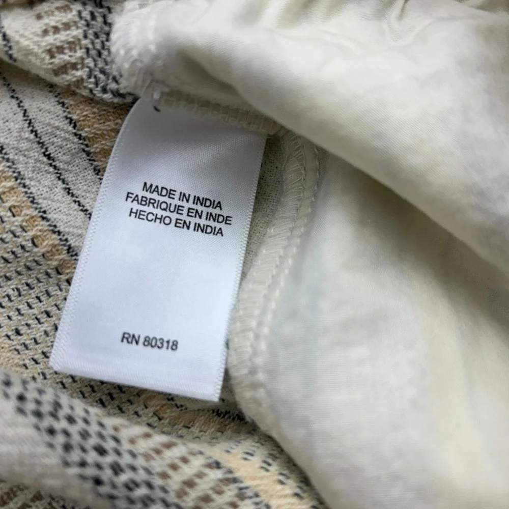 Lucky Brand Shorts Mens 4XL Cream Striped Cotton Drawstring New Boho‎ Resort